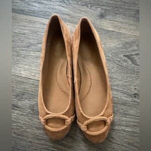 Talbots Camel Suede Ballet Flats with Gold Accent